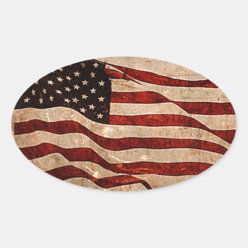 USA Vintage American Flag Oval Sticker