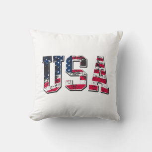USA Vintage American Flag Throw Pillow