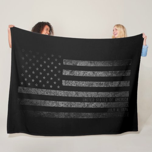 USA Vintage Black Grunge American Flag Fleece Blanket