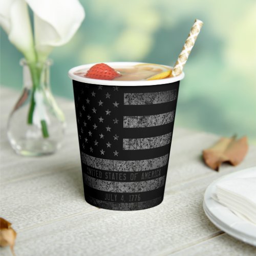 USA Vintage Black Grunge American Flag Paper Cups