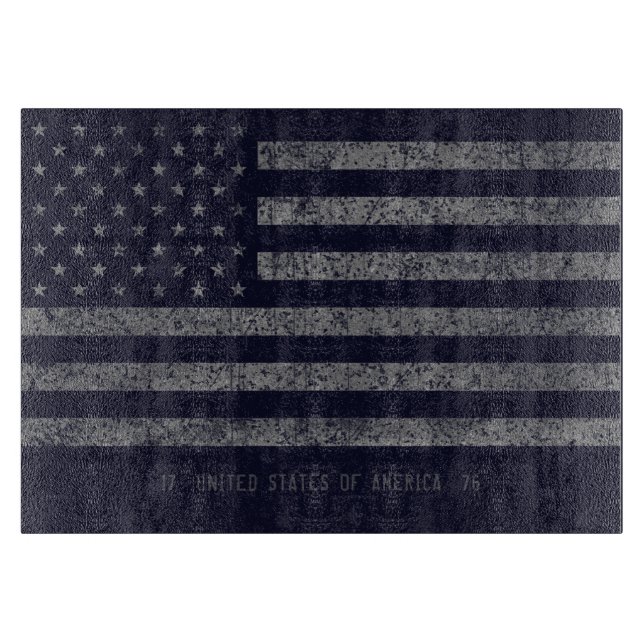 USA Vintage Blue Grunge American Flag Cutting Board (Front)