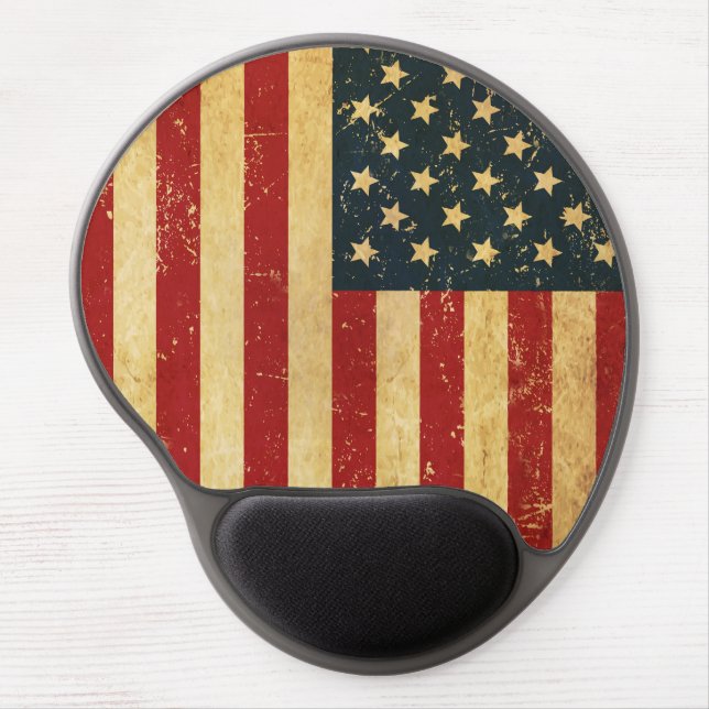 USA Vintage Grunge Flag Gel Mouse Pad (Front)