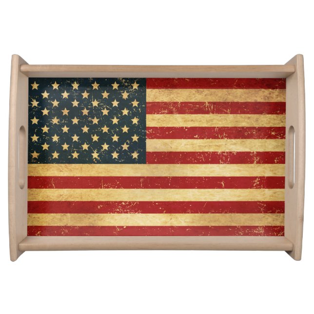 USA Vintage Grunge Flag Serving Tray (Front)