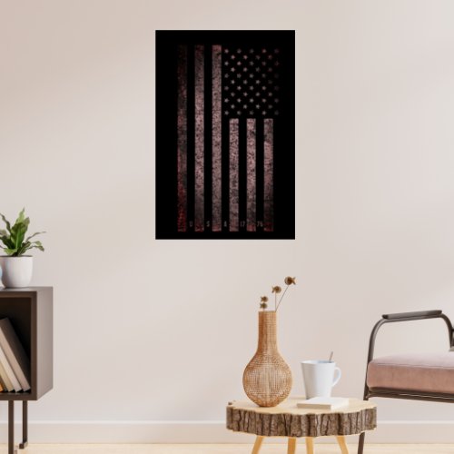 USA Vintage Pink and Black Grunge American Flag Poster