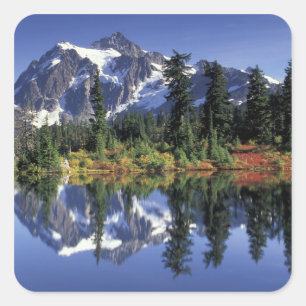USA, WA, Heather Meadows RA. Mount Shuksan at Square Sticker