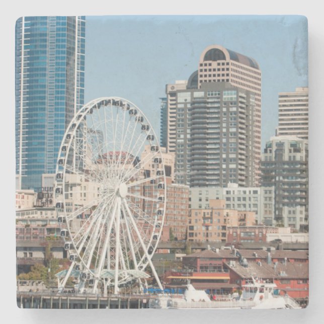 USA, Wa, Seattle. Argosy Harbor Cruise Boat Stone Coaster (Front)