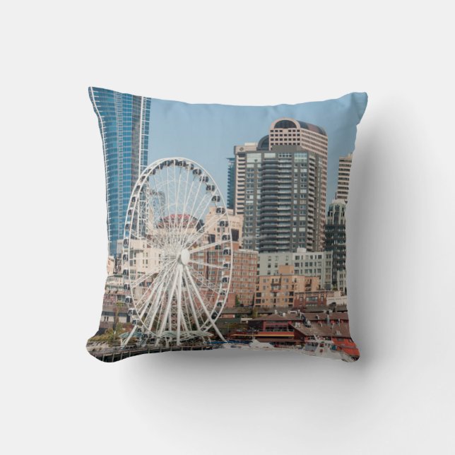 USA, Wa, Seattle. Argosy Harbor Cruise Boat Throw Pillow (Front)