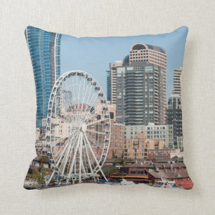 USA, Wa, Seattle. Argosy Harbor Cruise Boat Throw Pillow