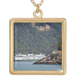 USA, WA. Washington State Ferries Gold Plated Necklace