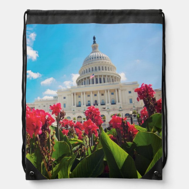 USA, Washington DC, Capitol Building Drawstring Bag (Front)