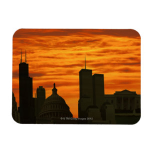 USA, Washington DC, White House and World trade Magnet