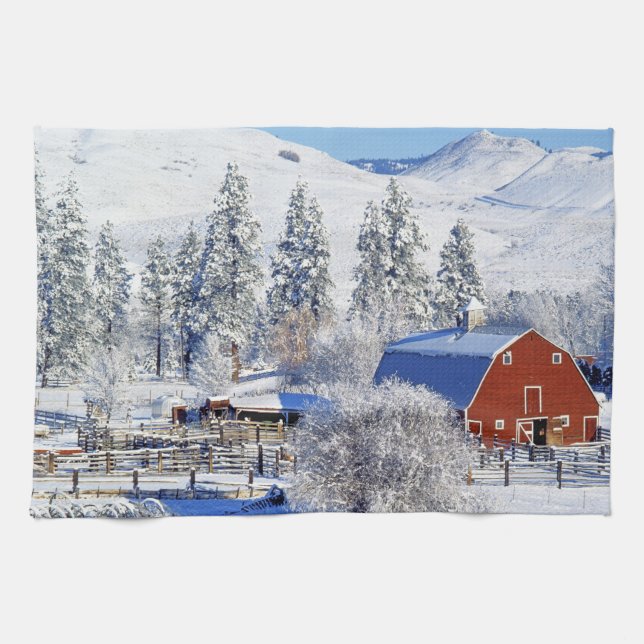 USA, Washington, Methow Valley, Barns in Kitchen Towel (Horizontal)