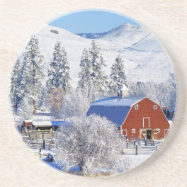USA, Washington, Methow Valley, Barns in Sandstone Coaster