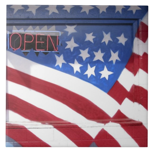 USA, Washington, Moses Lake. Flag wall mural on Tile (Front)