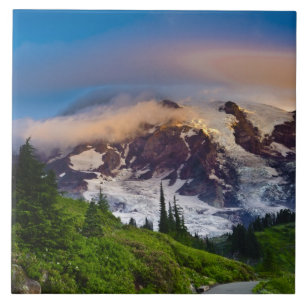 USA, Washington, Mt. Rainier. Morning sun Ceramic Tile