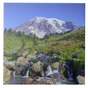 USA, Washington, Mt. Rainier NP, Mt. Rainier and 2 Ceramic Tile