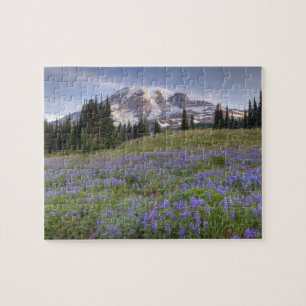 USA, Washington, Mt. Rainier NP, Mt. Rainier and Jigsaw Puzzle
