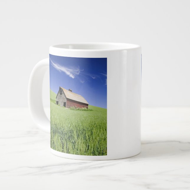 USA, Washington, Old Red Barn in the Spring Large Coffee Mug (Front Left)