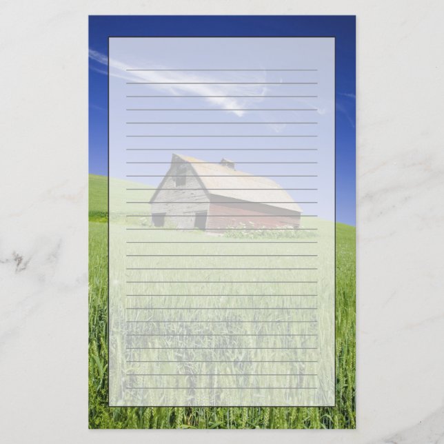 USA, Washington, Old Red Barn in the Spring Stationery (Front)