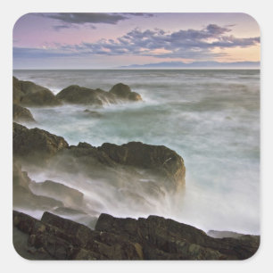 USA, Washington, San Juan Islands. Waves crash Square Sticker