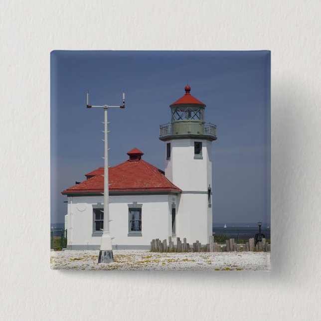 USA, Washington, Seattle, Alki Point Lighthouse, 2 Button (Front)