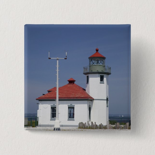 USA, Washington, Seattle, Alki Point Lighthouse, Button (Front)
