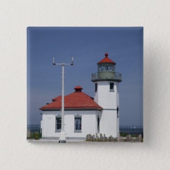 Usa  Washington  Seattle  Alki Point Lighthouse  Button by tothebeach at Zazzle