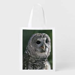 USA, Washington State. Barred Owl (Strix varia) Reusable Grocery Bag