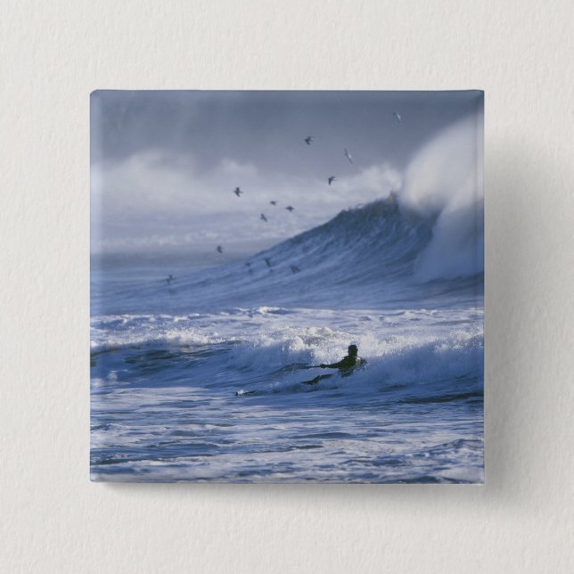 USA, Washington State, La Push. Man kayak Pinback Button (Front)