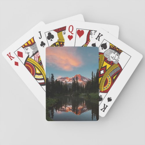 USA Washington State Mt Rainier Reflected Poker Cards