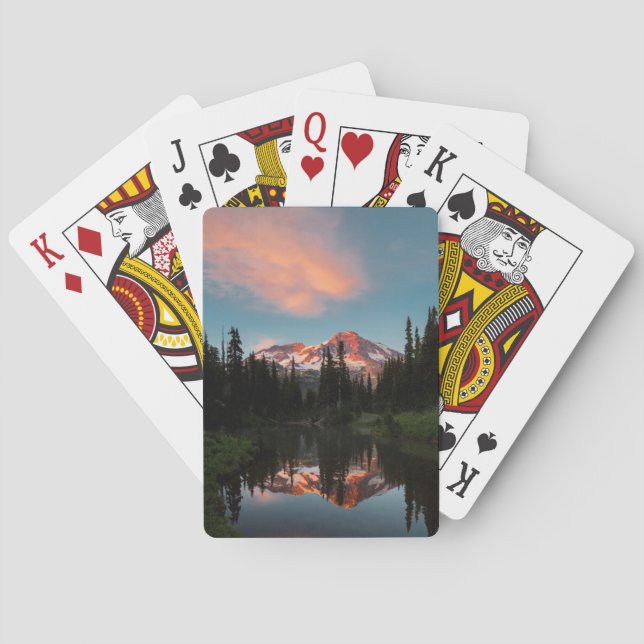 USA, Washington State. Mt. Rainier Reflected Poker Cards (Back)