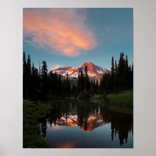 USA Washington State Mt Rainier Reflected Poster