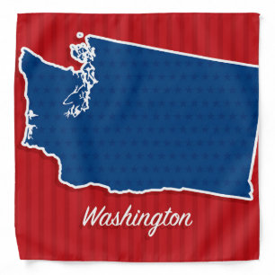 USA Washington State Patriotic Stars Stripes Map Bandana