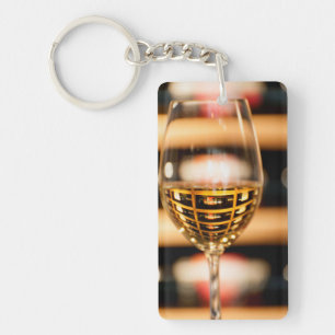USA, Washington, Walla Walla. Wine Glass Keychain