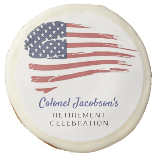 USA Watercolor American Flag Military Retirement Sugar Cookie