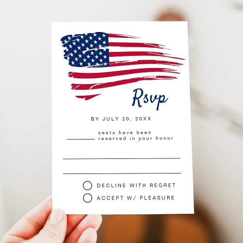 USA Watercolor American Flag Party RSVP Postcard
