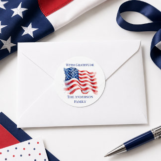 USA Wavy Flag Thank You Sticker