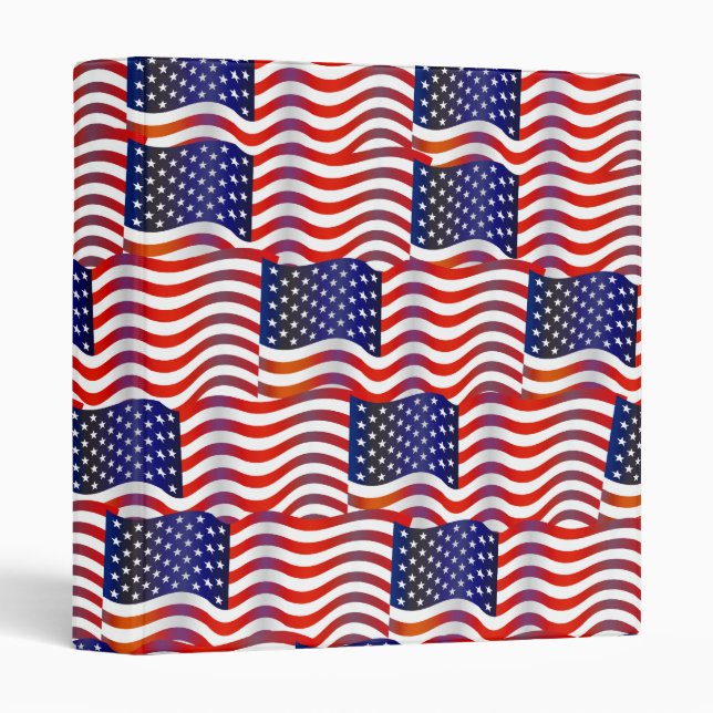 Usa Wavy Flag Wallpaper 3 Ring Binder (Front/Spine)