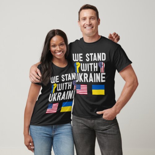 USA We Stand With Ukraine Quote Flags Solidarity T_Shirt