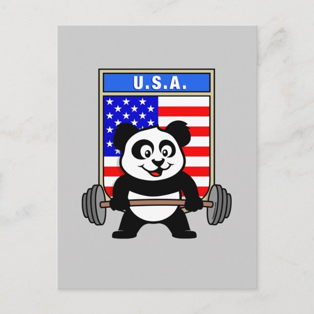 USA Weightlifting Panda Postcard (Front)