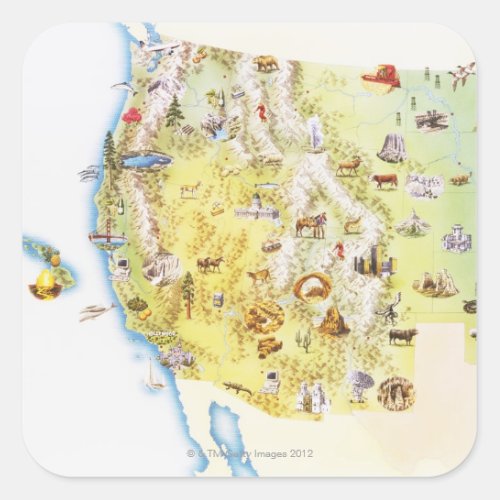 USA western states of America map Square Sticker