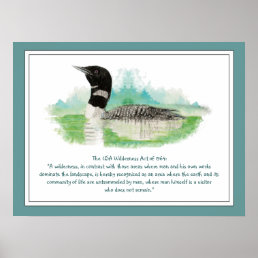 USA Wilderness Act Quote, Watercolor Loon Poster