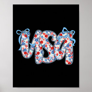 Usa Wildflower Coquette Bow American Patriotic 4th Poster