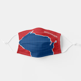 USA Wisconsin State Stars and Stripes Map Cloth Face Mask