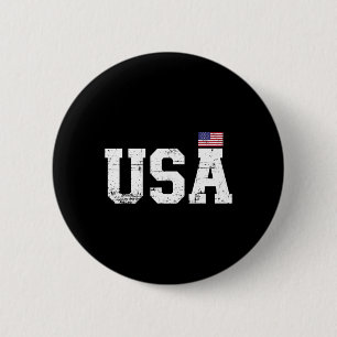 Usa With American Flag For Independence Day On 4th Button