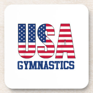 USA with American Flag Gymnastics Sports Beverage Coaster