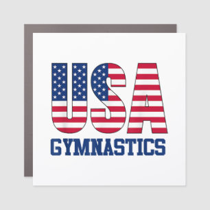 USA with American Flag Gymnastics Sports Car Magnet