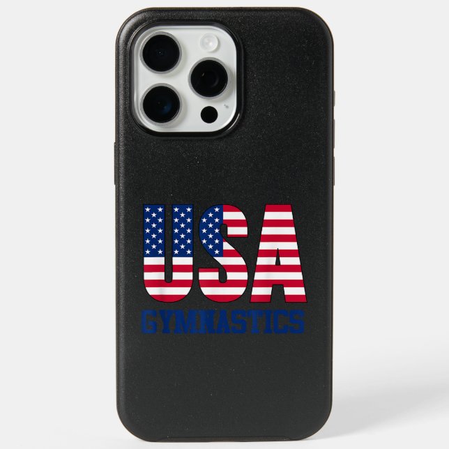 USA with American Flag Gymnastics Sports iPhone 15 Pro Max Case (Back)