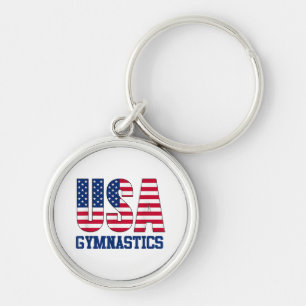 USA with American Flag Gymnastics Sports Keychain