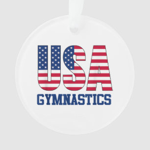 USA with American Flag Gymnastics Sports Ornament